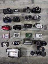 Lot 20 Mixed Digital Film Cameras Camcorders Lenses Canon Nikon JVC Parts Repair