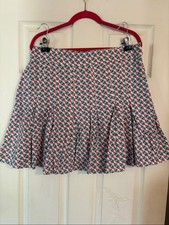 Maeve By Anthropologie Women s Skirt14 White Blue Green Red A Line Pleated Lined