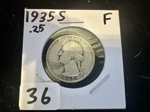 1935-S Washington Quarter Dollar - 90% Silver Content - VG-F Condition