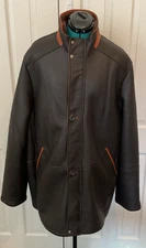 Men’s “Westport Black” Brown Leather Shearling Coat Big 3XL