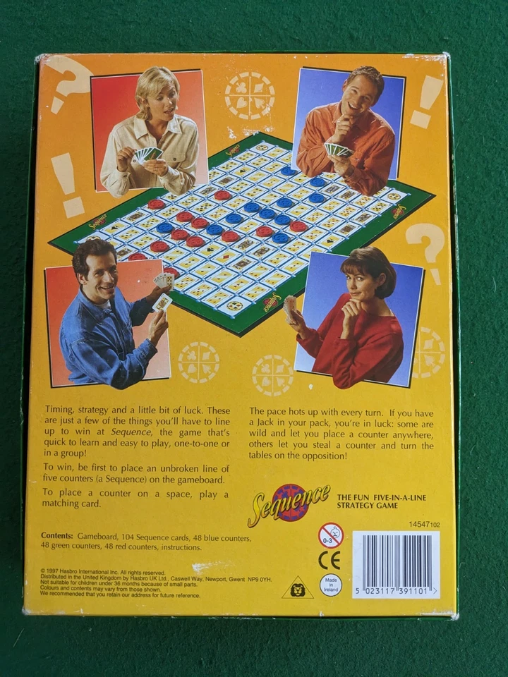 Sequence Board Game Parker 1997 Complete five in a line card counter game family - Image 2 of 4