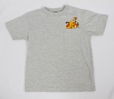 Disney Vintage Kids Winnie The Pooh Gray Pocket T Embroidered Pooh Tigger XS 4/5