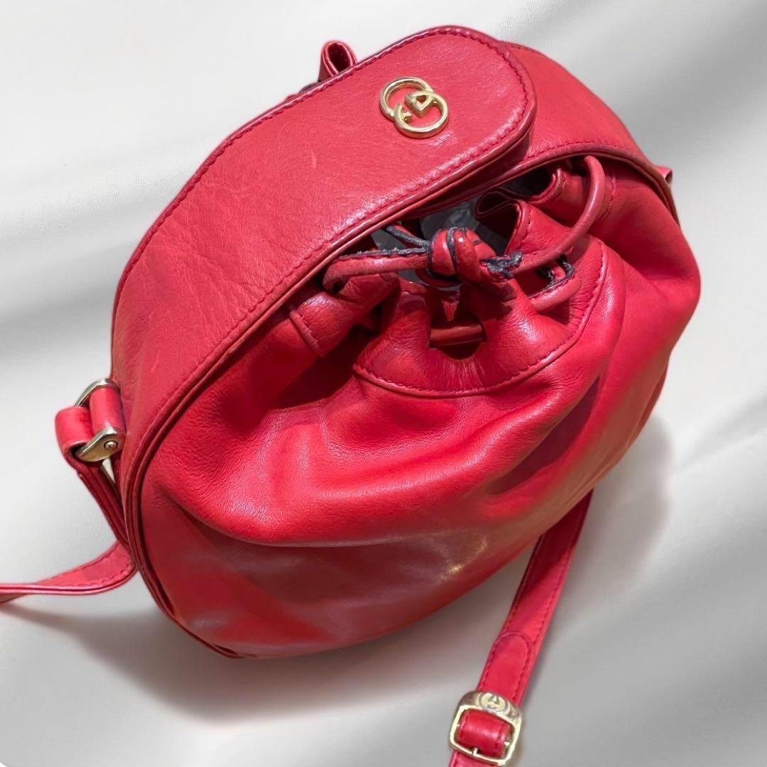 Vintage GUCCI GG Interlocking Red Leather Shoulder Bag