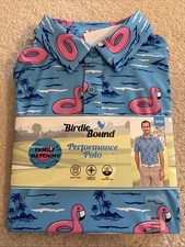 Birdie Bound Mens Polo Shirt Flamingo Blue Golf Performance - Size Small