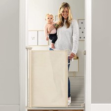 MOMCOZY RETRACTABLE BABY GATE, 33" TALL, EXTENDS UP TO 55" WIDE - CREAM