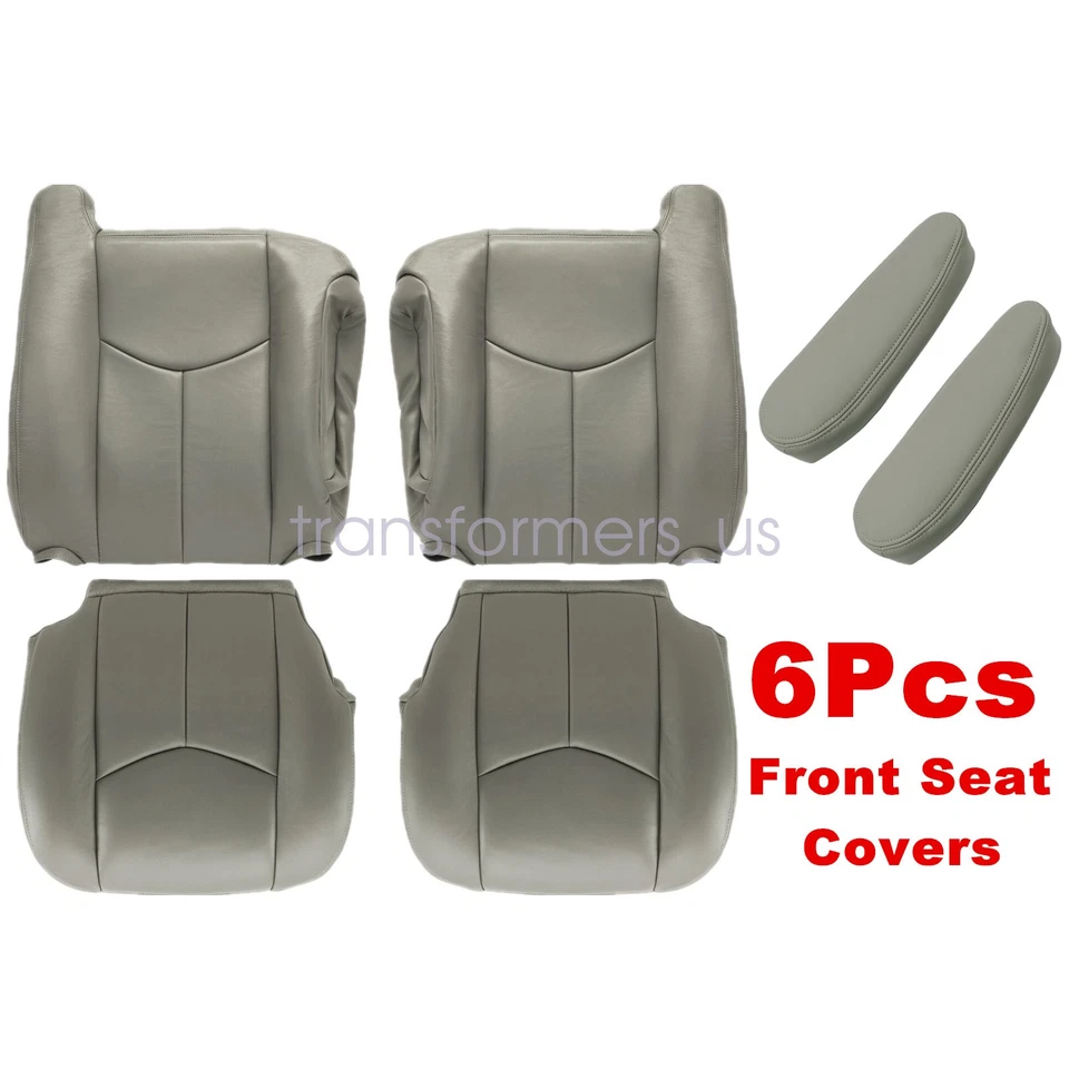 Cubierta de asiento delantera de cuero gris # 922 para Chevy Tahoe Suburban 2003 2004 2005 2006 Foto 2 de 4