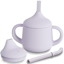 Silicone Baby Sippy Cups - 3 Stage Training Straw Cup - 4 oz - 1 Pack