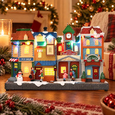 9" Light-Up and Musical Village House Christmas Village Building, Multicolor