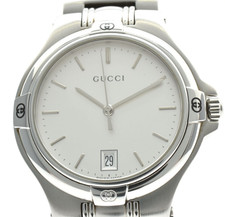 [EXC+5] GUCCI 9040M SILVER DATE VINTAGE SWISS MADE Men's Watch From JAPAN