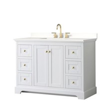 Wyndham Collection WCV232348S-QTZ-US3MXX Avery 48" - White / White Quartz Top /