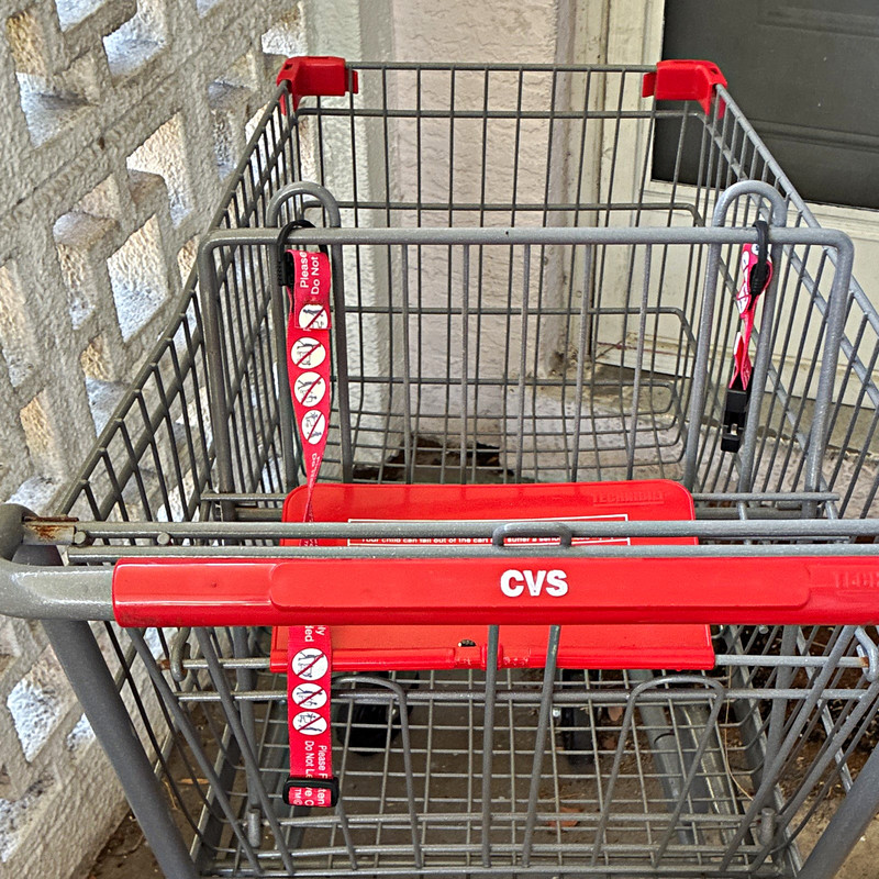CVS Metal Shopping Cart Heavy Duty Child Seat Flap 4in Swivel Wheels Stack