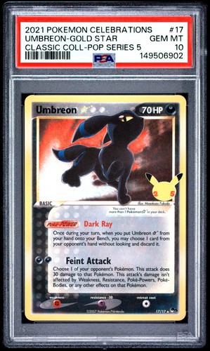 2021 POKEMON CELEBRATIONS CLASSIC COLLECTION #17 UMBREON-GOLD STAR PSA 10
