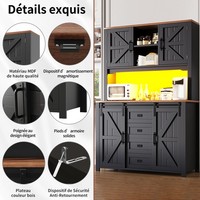 Sonnenh Sideboard Schwarz 115 X 40 X 174 Cm Mdf Mit Stauraum Wohnzimmer
