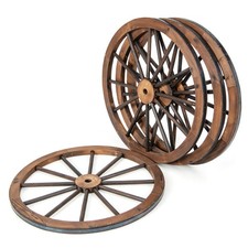 76 cm Vintage Wagon Wheel Wall Decor 4 Pcs Carbonized Solid Fir Wood