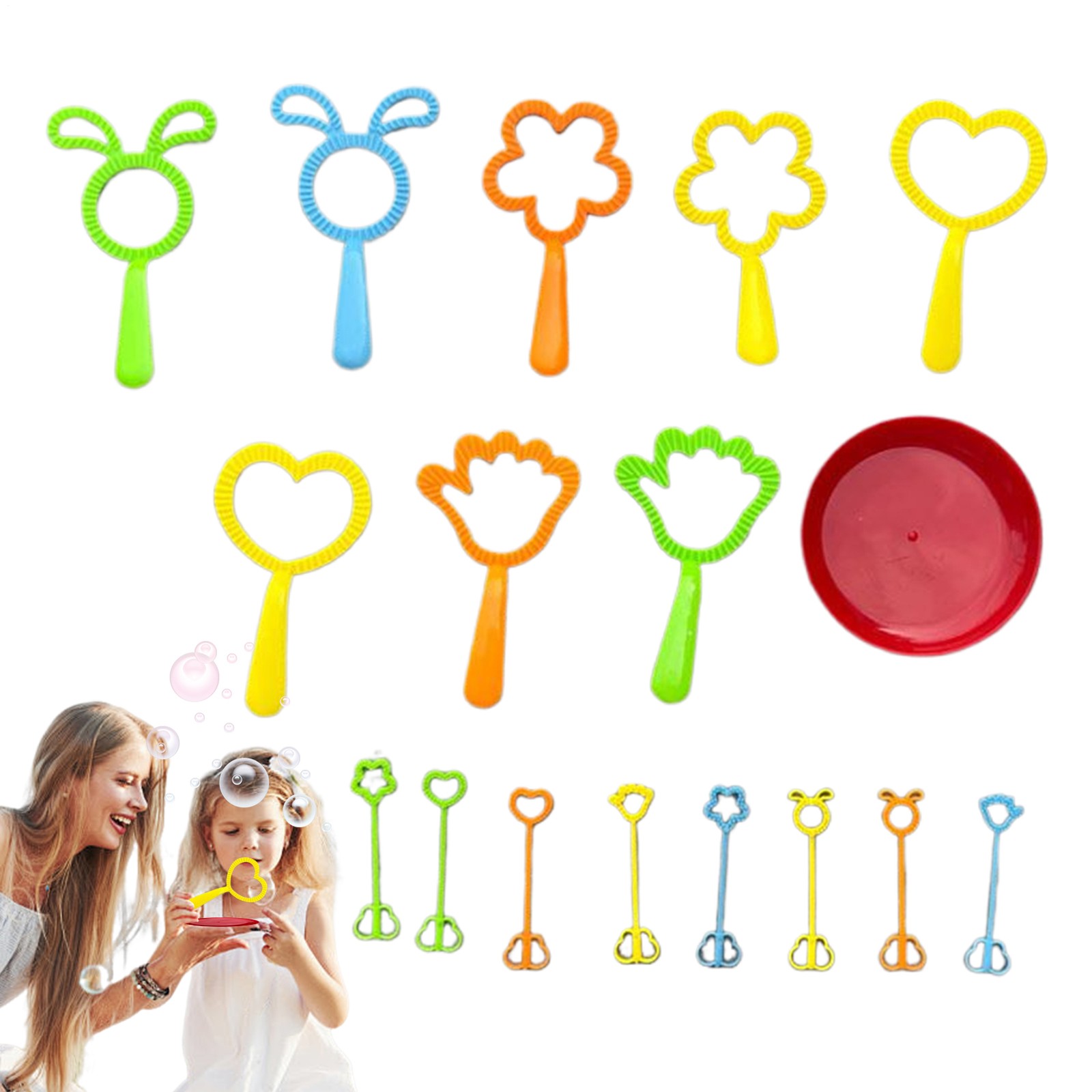 Super Fun 17-Piece Flower Bubble Wand Set for Outdoor Summer Play