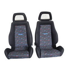 Pair Of Used Authentic Recaro Lx Confetti Fabric Net Headrest Seats Racing Cars