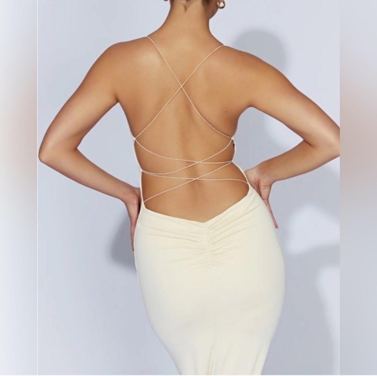 Meshki Sabine Backless Maxi Cream Dress Size Small | eBay