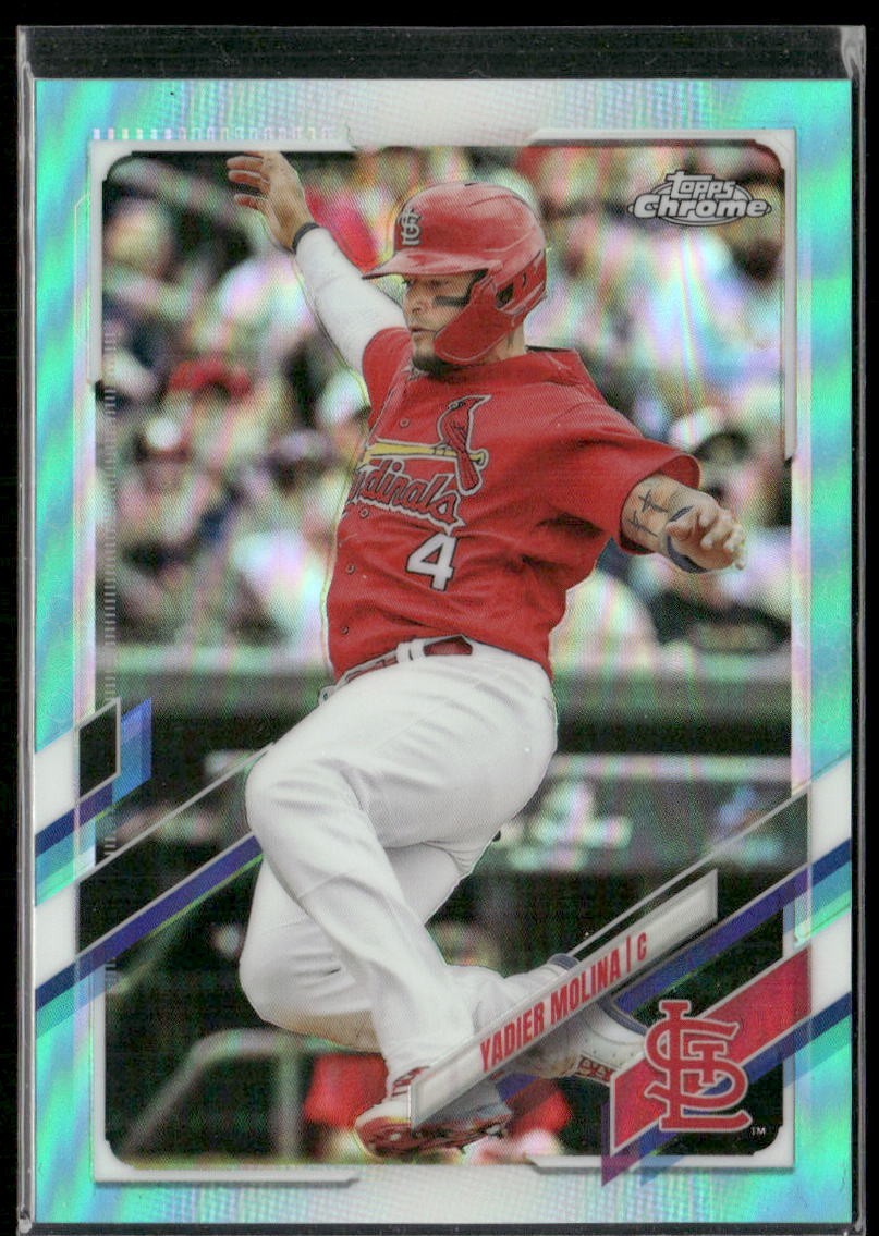 2021 Topps Chrome #132 Yadier Molina Aqua Wave Refractor #/199 Cardinals
