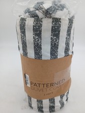 Ienjoy Duvet Cover Set Full  Queen Gray Stripe 3 Piece Modern Bedding