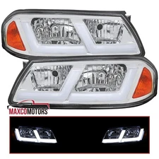 Headlights Fits 2000-2005 Chevy Impala LED Tube Clear Lamps Left+Right 00-05