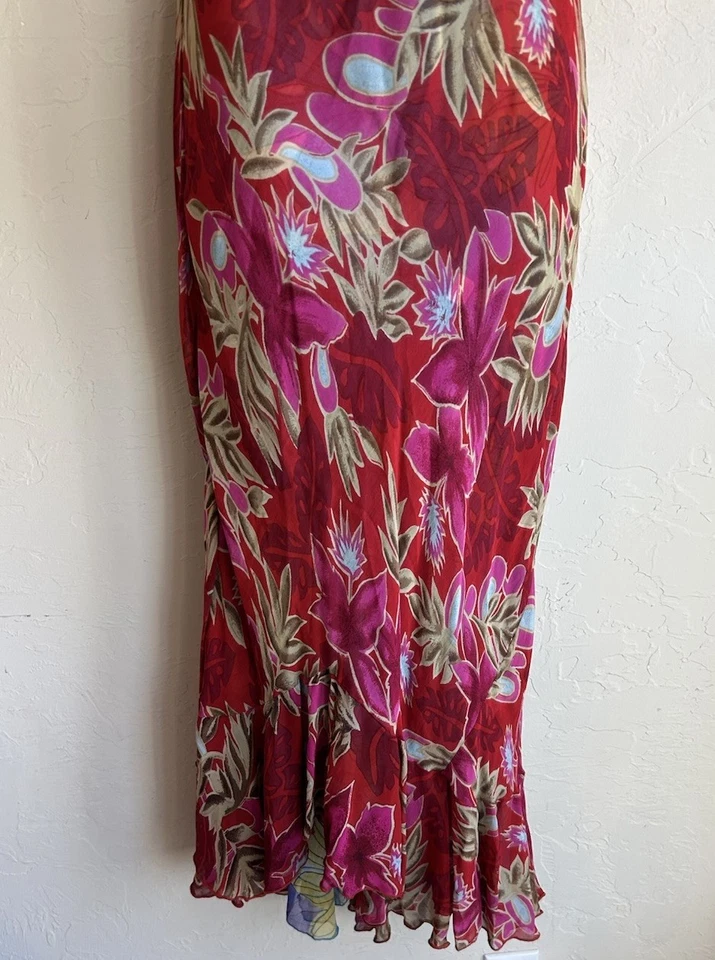 Vestido Maxi Reversível Vintage Anos 90 Y2K Papillon S Fada Grunge Floral Delicado - Imagem 4 de 4