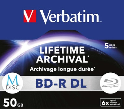 Verbatim M-Disc BD-R DL 50GB 6x Blu-ray 5er Pack Archivierung Jewelcase