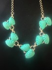 Vintage Molded Teal Blue/Green Leaf Necklace! Silver Tone 16" — photo 2