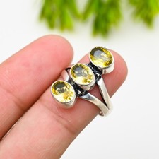 Citrine Gemstone 925 Sterling Silver Ring Handmade Jewelry Ring Gift For Wife