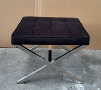 Casa Padrino Luxus Hocker Schwarz / Silber 60 X 50 X H. 47 Cm - Luxus MöBel