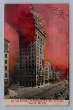 Call Building San Francisco Grip of the Fire 1906 Earthquake Antique Postcard