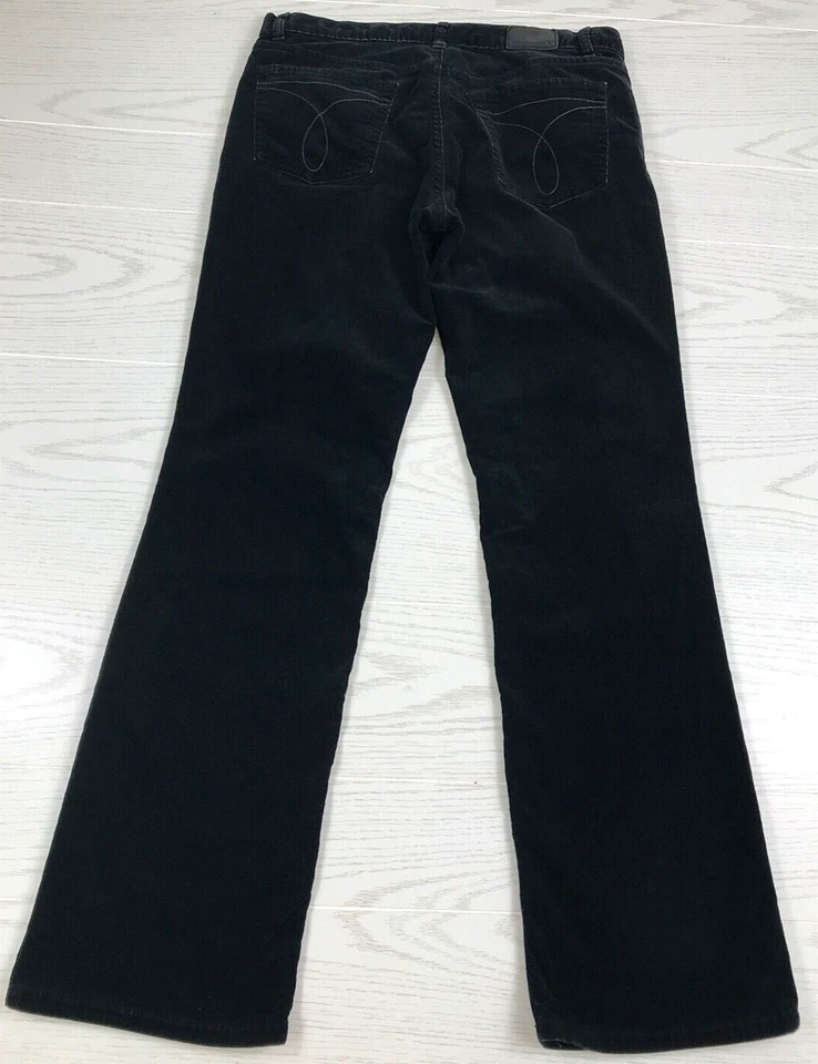 Vintage Calvin Klein Bootcut Corduroy Jeans Women 10 Black Cotton Blend Jean Y2K - Image 2 of 4