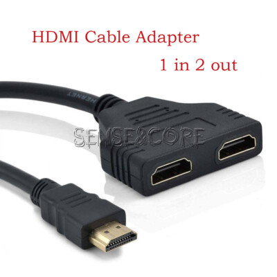 HDMI 2Port Splitter HD 1080P Male To Female Adapter Cable 1 In 2 Out Converter