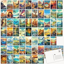 63 National Parks Postcard Set,Vintage Travel Posters Illustrations Postcards