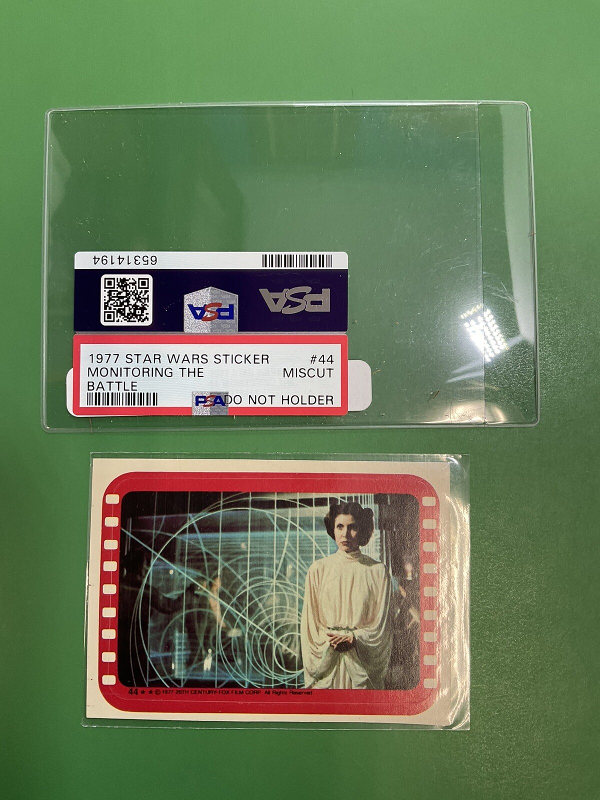 1977 Star Wars Sticker 44 Monitoring The Battle PSA Miscut Do No