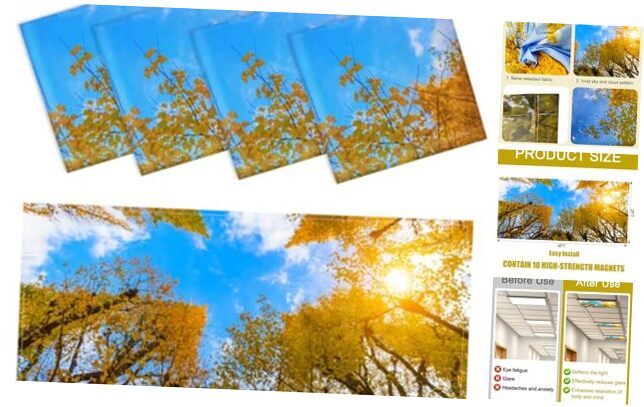 4 Pcs Fluorescent Light Covers, Fluorescent Shade Panel Light Covers for