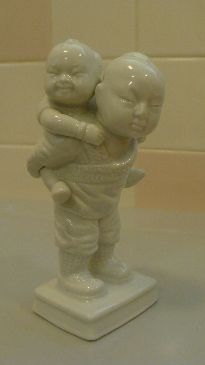RARE 1971 Fitz & Floyds Porcelain/Ceramic Asian Boy Carrying RARE 1971 Fitz & Floyds Porcelain/Ceramic Asian Boy Carrying