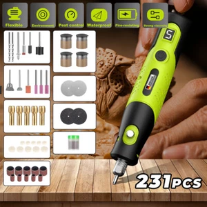 231pcs Electric Mini Drill Pen Cordless Grinder Engraving 5 Speed Rotary Compact