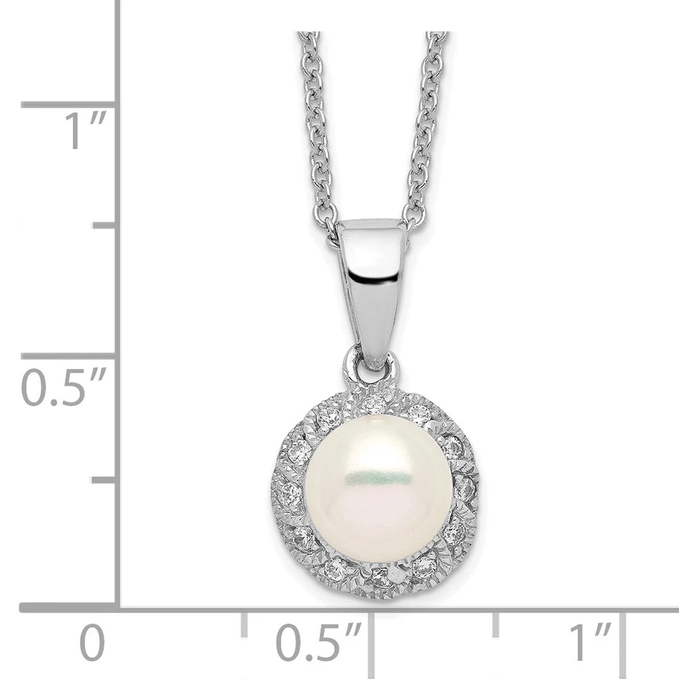 Collar Cheryl M Plata Perla Cultivada de Agua Dulce y Corte Brillante Circonita cúbica 18 Pulgadas Foto 2 de 3