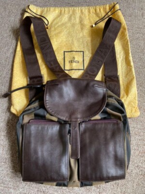 Fendi Vintage Pecan FF Pattern Leather Sac Backpack Black Brown FENDI Zucca Backpack Brown Vintage aszbe7 – VintageShop solo main image 4