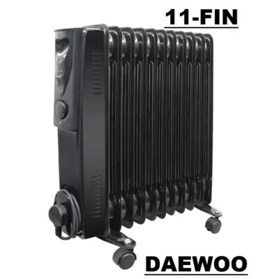 Daewoo 11 Fin 2500W Tragbarer Ölgefüllter Heizkörper Heizung - Schwarz
