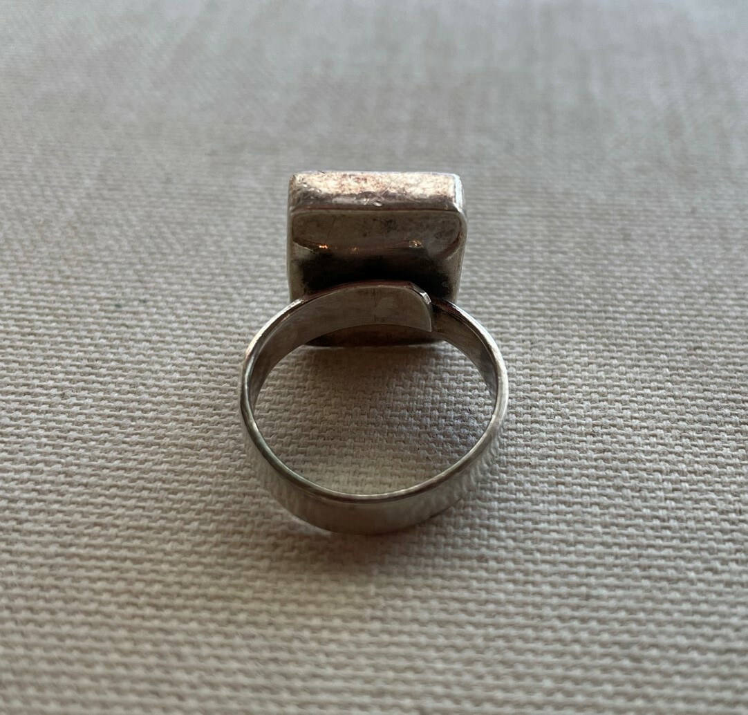 Modernist Statement Solitaire Ring Blue Glass Sou… - image 2