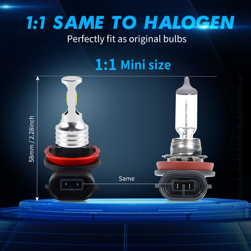 H8 H11 LED Feu Antibrouillard Ampoule 100W 6000K Blanc pour Audi A5 8T3 8TA 8F7 - Photo 2/4