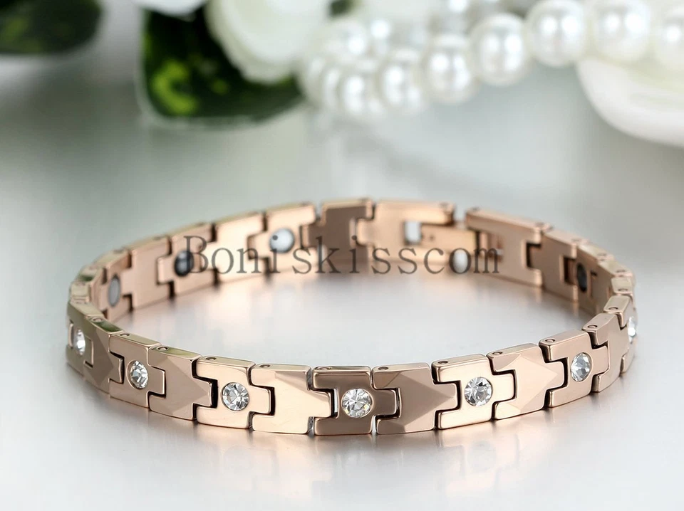 Potente pulsera de terapia magnética para mujer con dije de carburo de tungsteno para salud Foto 4 de 4