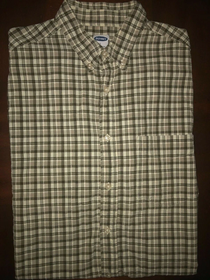Men's Old Navy Short Sleeve Button Front Shirt - Seersucker - Size Large - Image 2 of 2