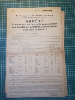 ii206 Plakat BE Verhaftet Preis Schlachtneben Metzgerei Charcuterie Rouen 1942 30x44 cm