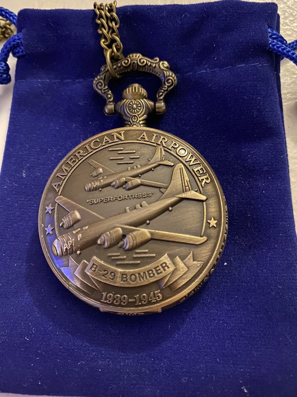 Bronze Antique U.S. Air Force Airplane Design Vintage Quartz Pocket Watch Unisex