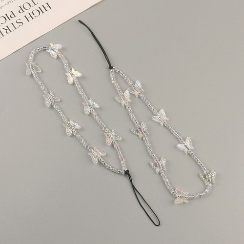 Phone Strap Bracelet Transparent Crystal Butterflies Beads Hanging Cord - 第 4/10 張圖片
