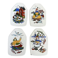 Torskefiske Gerd Design  Figgjo Norway Wall Plaque Fishing Tile Trivet set of 4