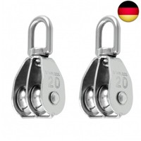 2 StüCk M20 Doppel Flaschenzug Edelstahl 304 Umlenkrolle Riemenscheibe FüR S
