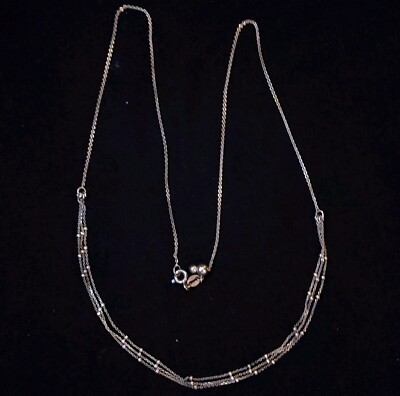 Sterling Silver Italian Dainty Minimalist Beaded Chain 10 Inch Necklace SS.925